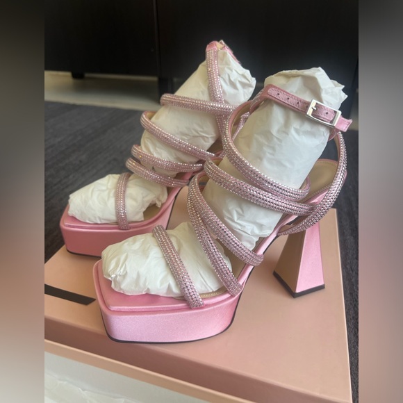 MACH & MACH Pink Syndey 140 Heeled Platform Sandals - Picture 3 of 10